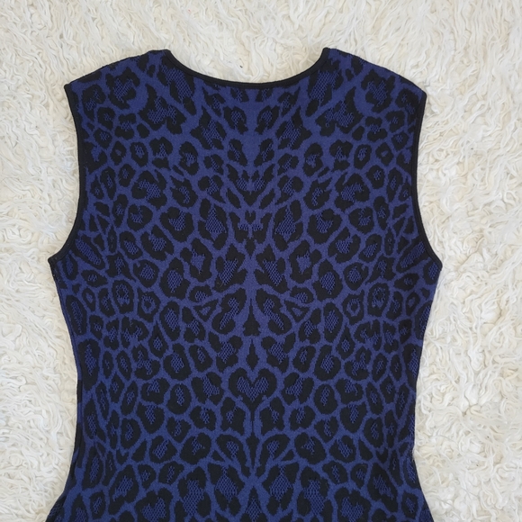 RVN Knit Jacquard Fit Flare Sleeveless Leopard Print Dress - Picture 9 of 11